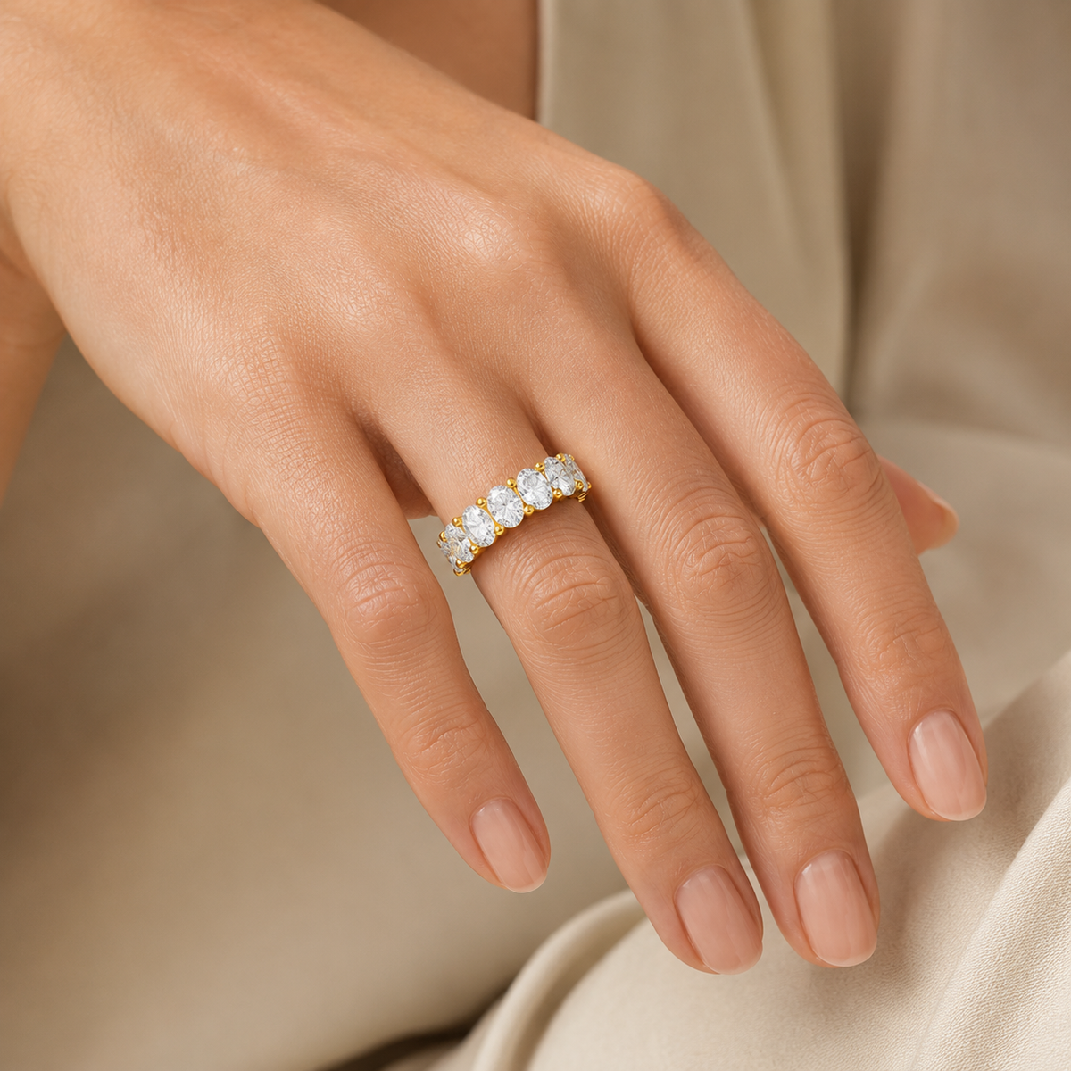 Eternelle Round Lab-Grown Diamond Full Eternity Band in Yellow Gold