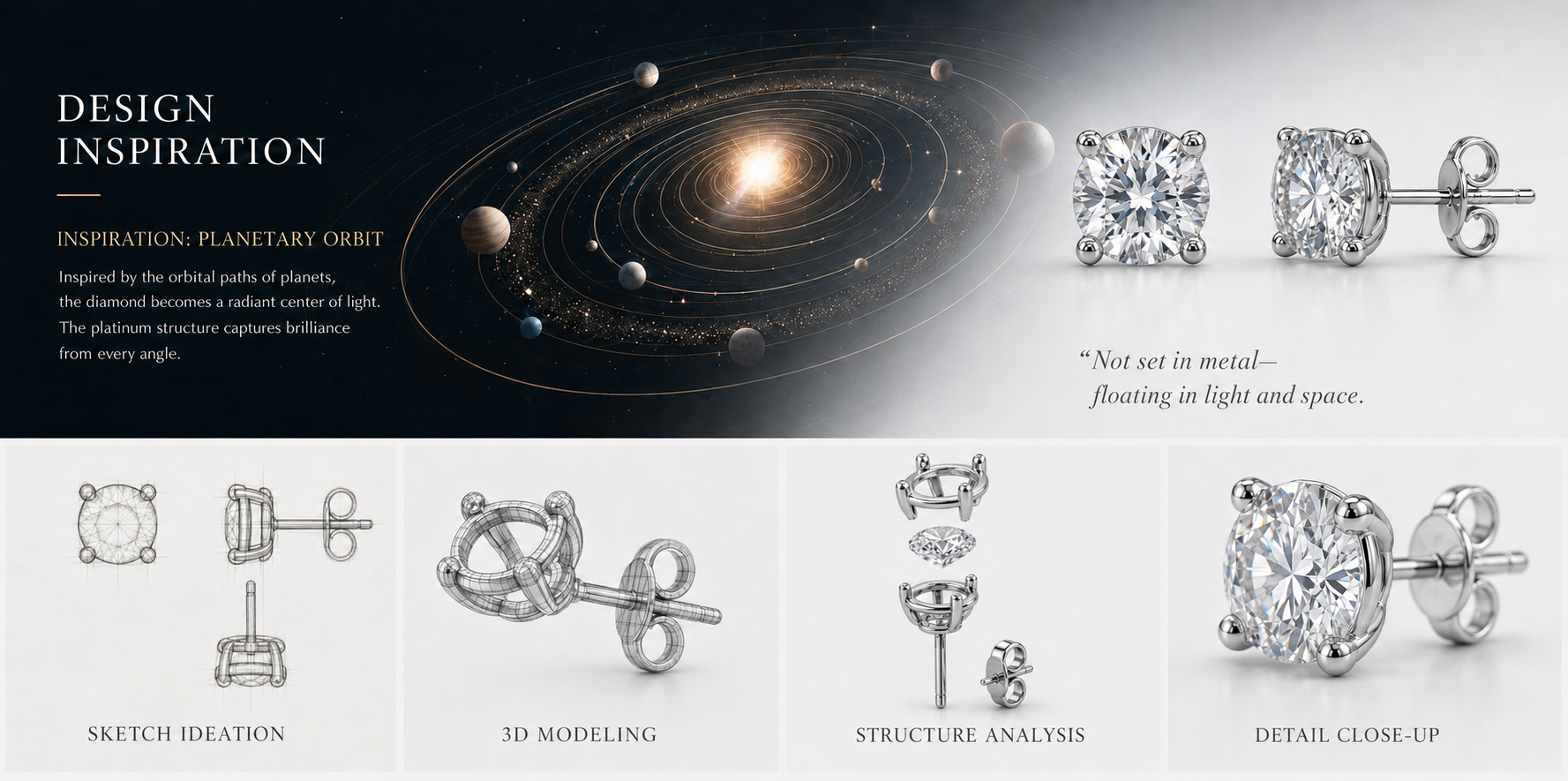 ORBIT LIGHT Solitaire Stud Earrings