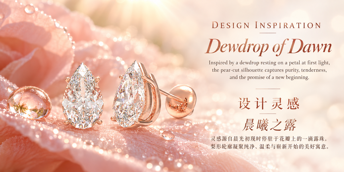 Rose Dewlight Pear-Cut Lab-Grown Diamond Stud Earrings