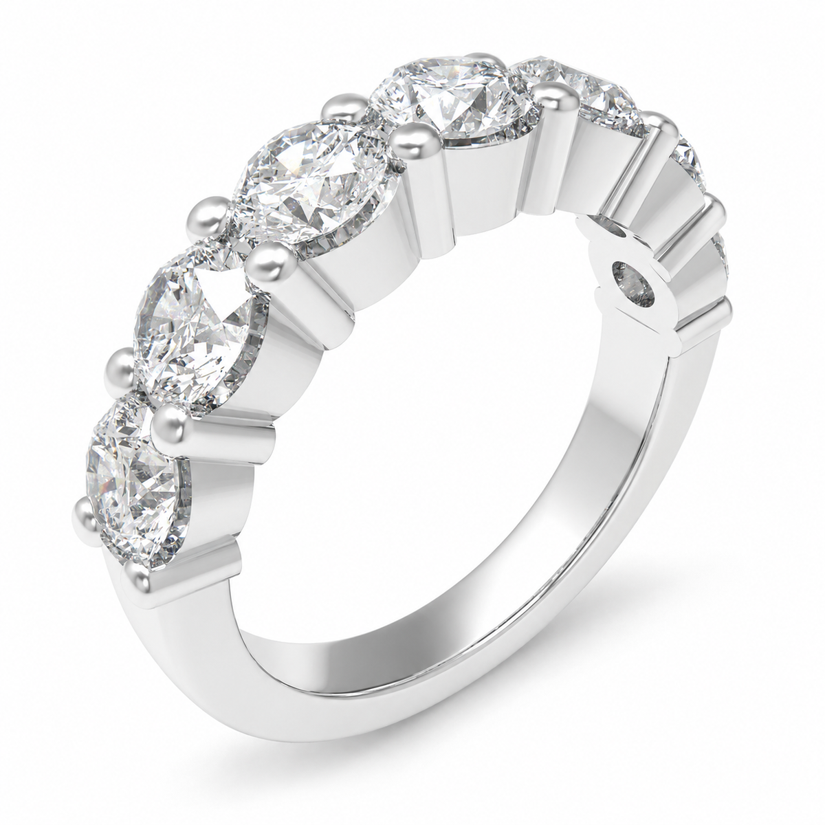 Seven Moons 1.75 CTW Seven-Stone Round Lab-Created Moissanite Ring in Sterling Silver
