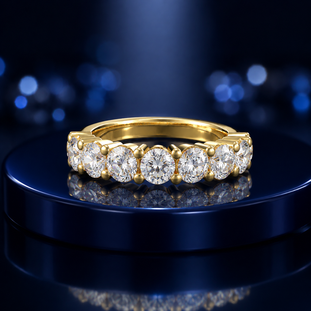 Seven Lights 1.75 CTW Seven-Stone Round Lab-Grown Diamond Ring in Yellow Gold
