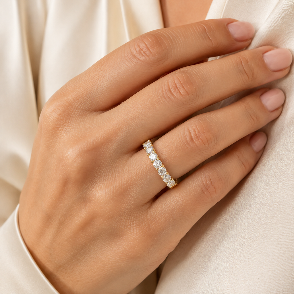 Seven Lights 1.75 CTW Seven-Stone Round Lab-Grown Diamond Ring in Yellow Gold