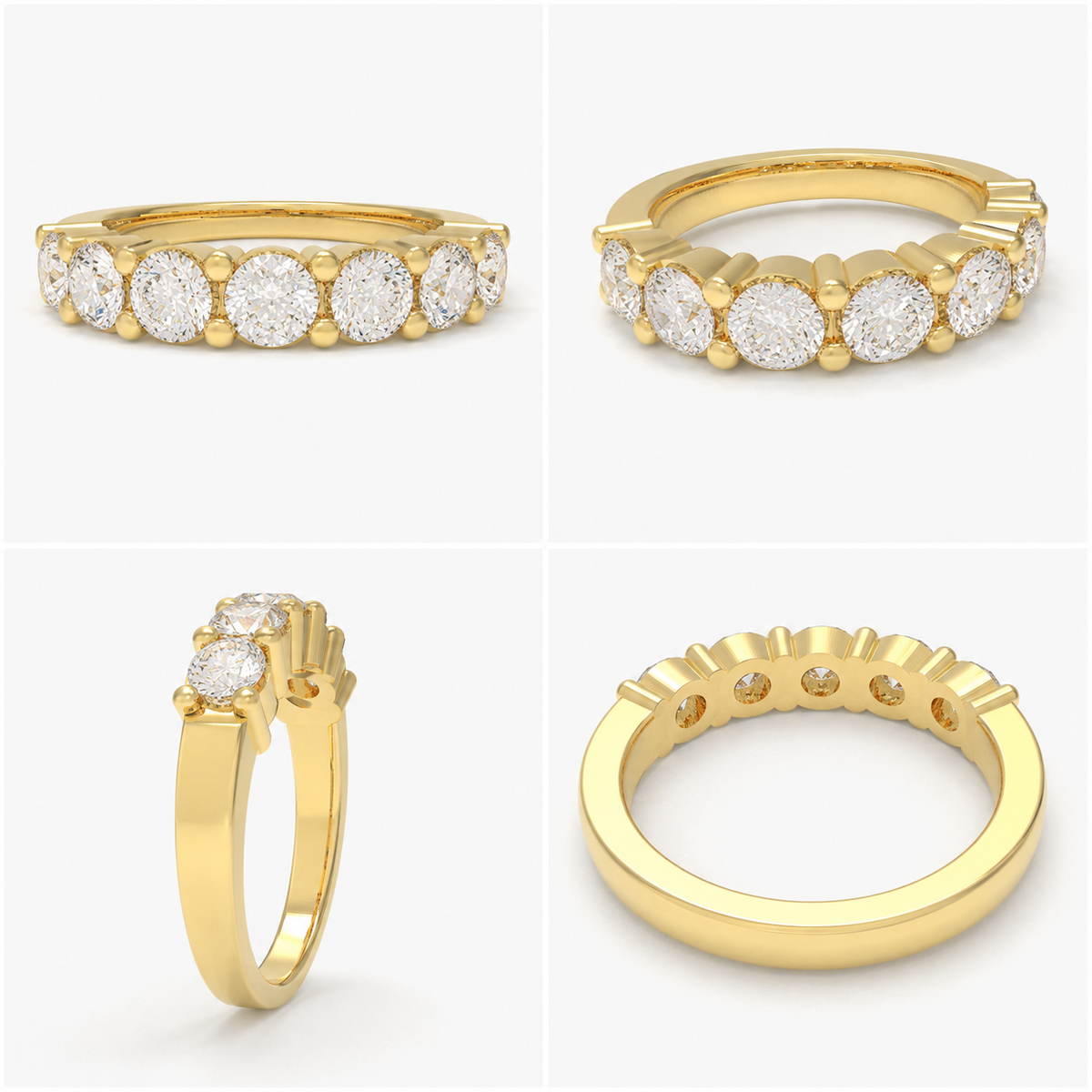 Seven Lights 1.75 CTW Seven-Stone Round Lab-Grown Diamond Ring in Yellow Gold