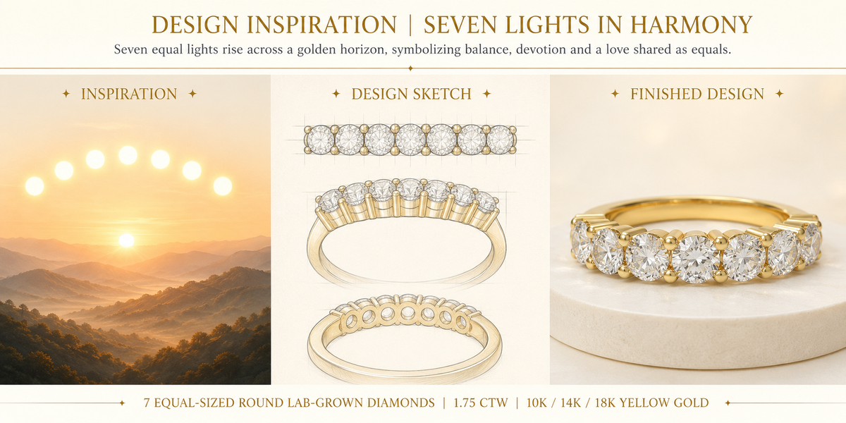 Seven Lights 1.75 CTW Seven-Stone Round Lab-Grown Diamond Ring in Yellow Gold