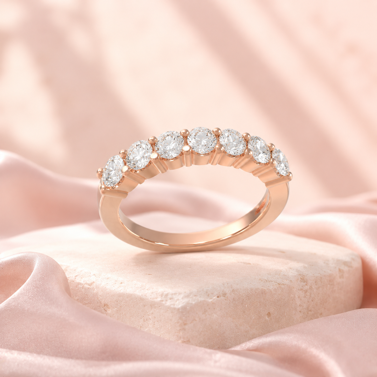 Seven Petals 1.75 CTW Seven-Stone Round Lab-Grown Diamond Ring in Rose Gold