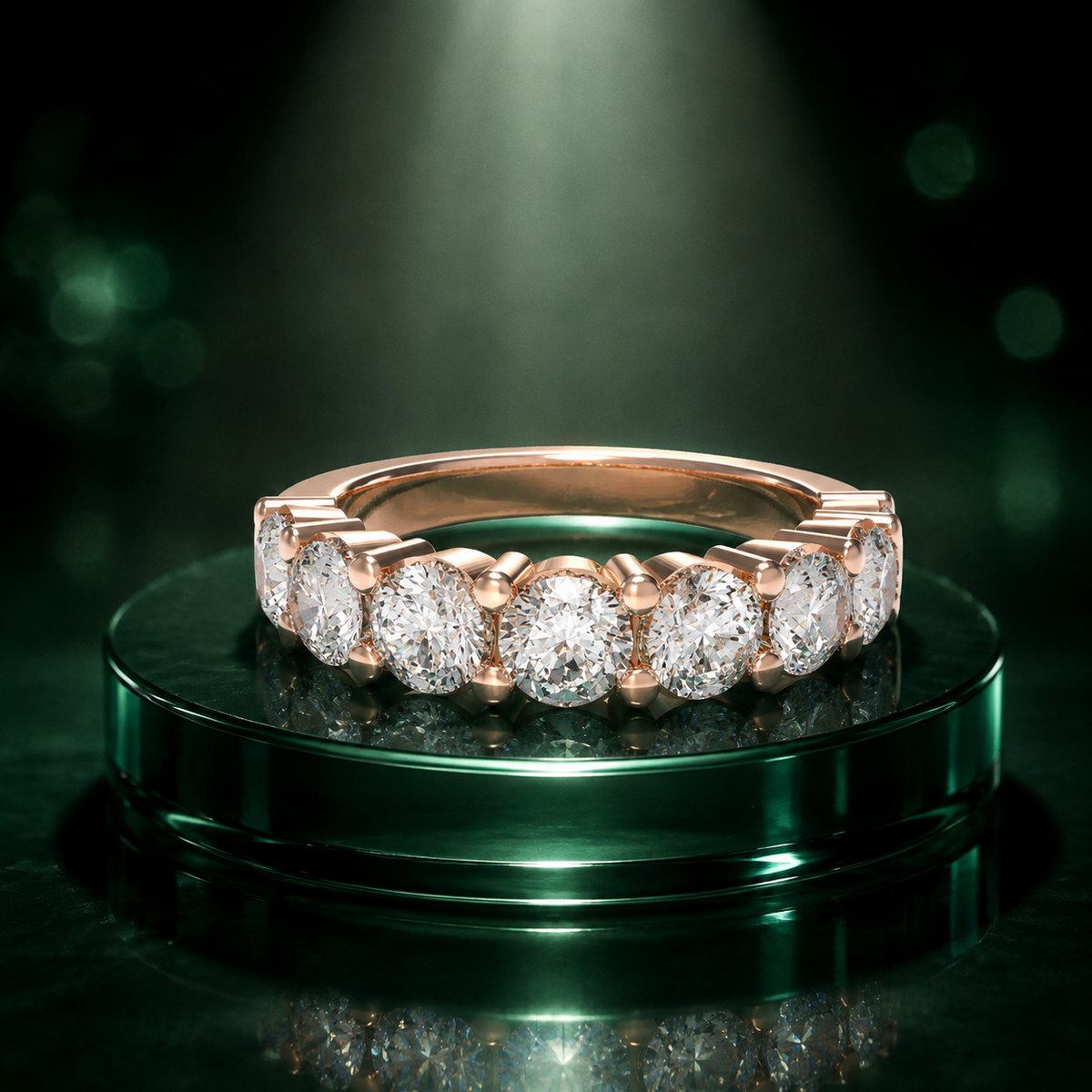 Seven Petals 1.75 CTW Seven-Stone Round Lab-Grown Diamond Ring in Rose Gold