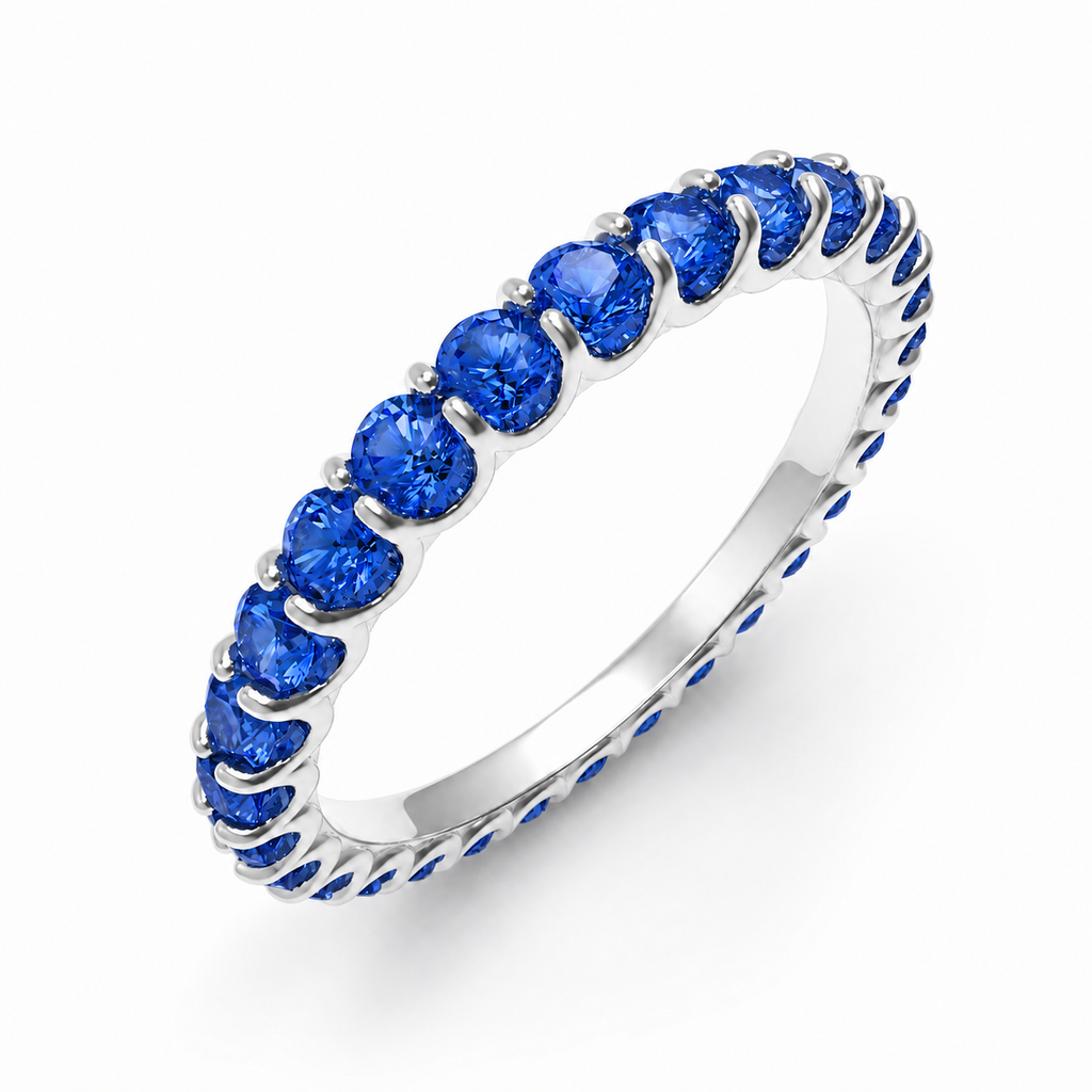 Midnight Orbit 18K White Gold Lab-Grown Sapphire Full Eternity Ring