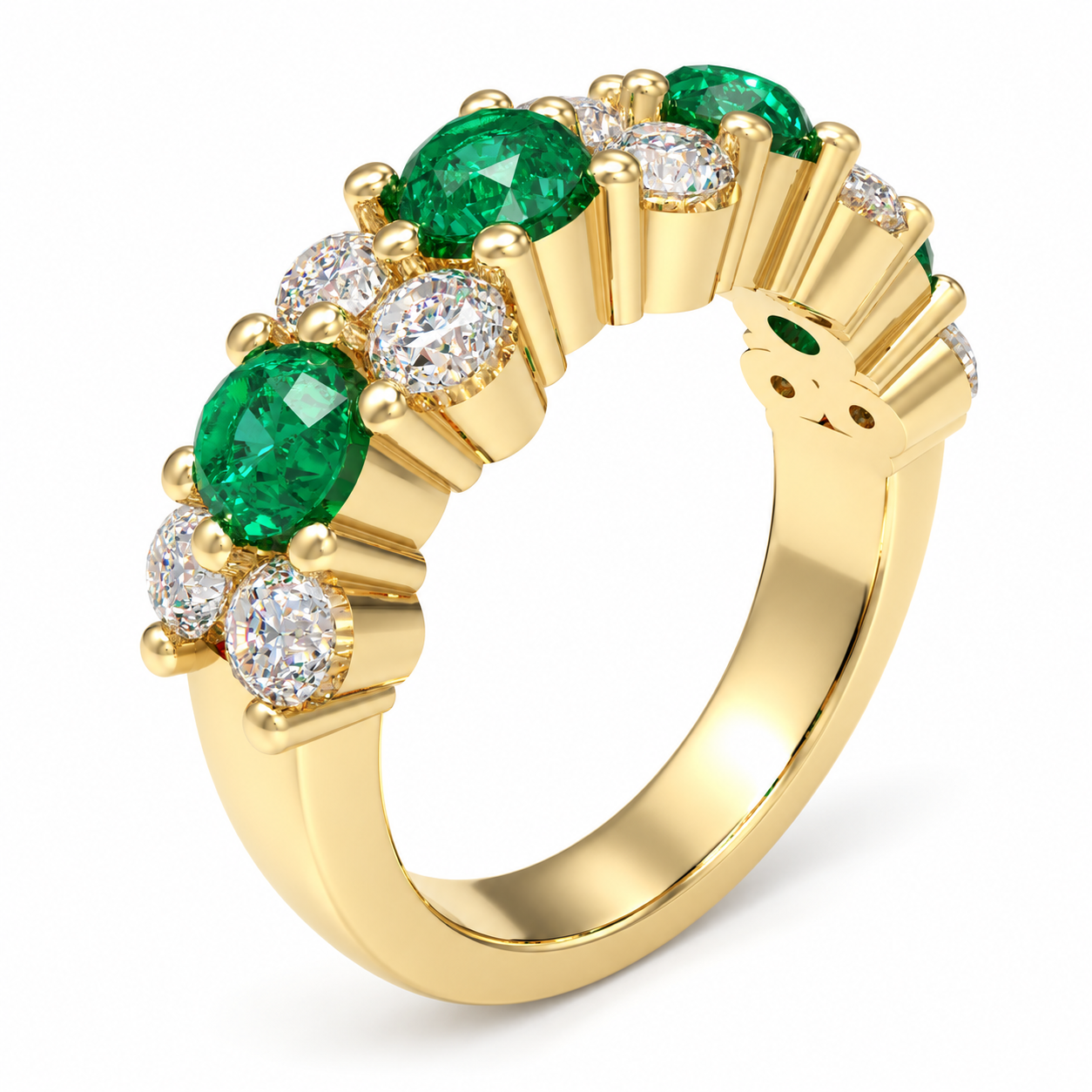 Verdant Constellation Lab-Grown Emerald & Diamond Cluster Ring in Yellow Gold