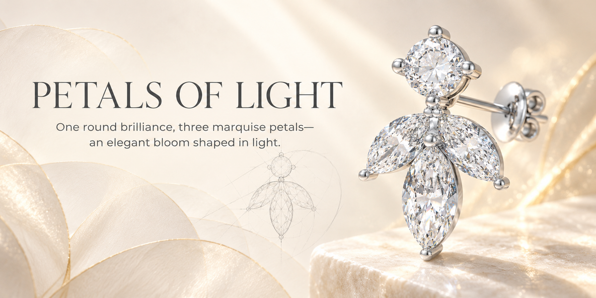 Light in Bloom 1.50 CTW Lab-Grown Diamond Petal Stud Earrings