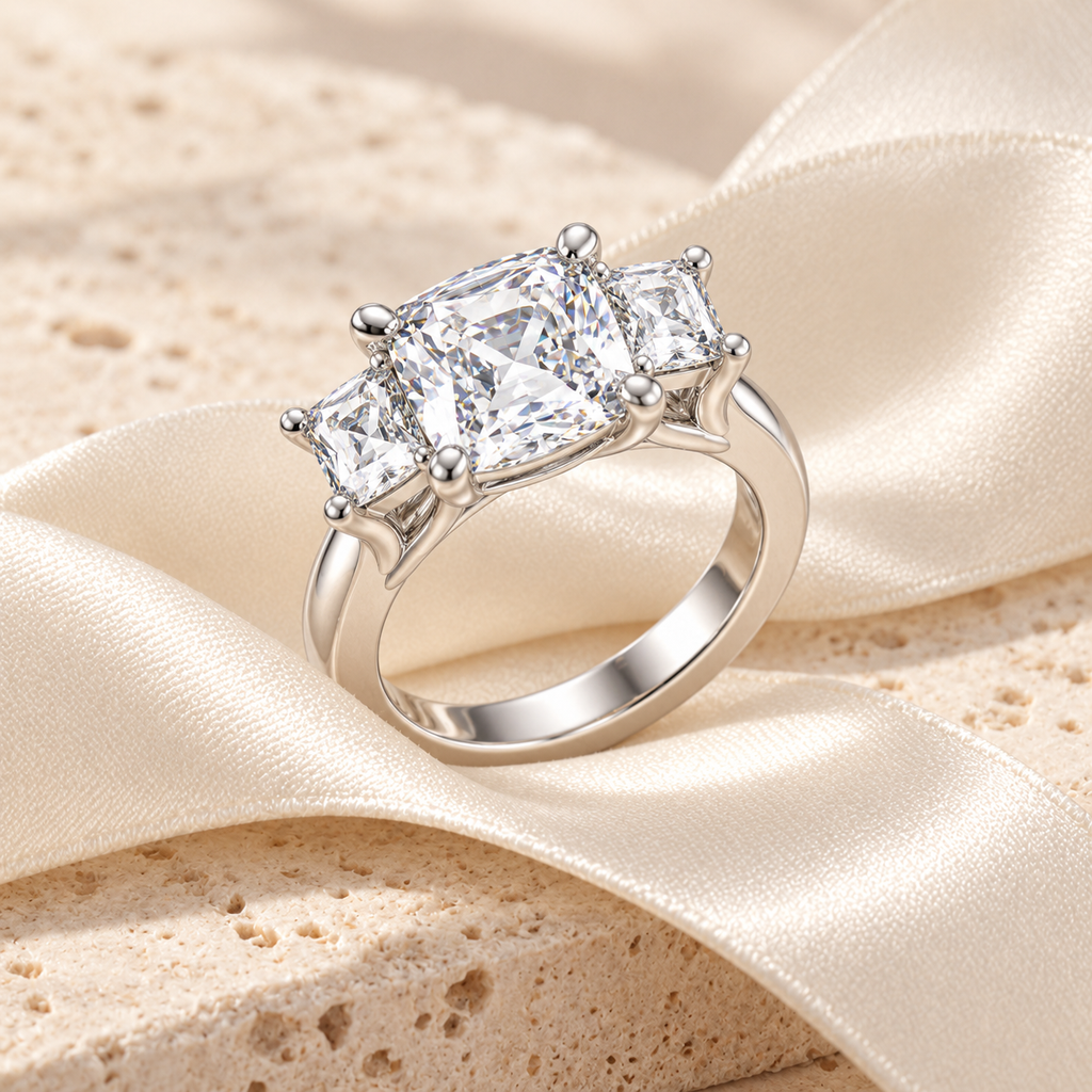 ELVORIQUE Triple-Row Pavé Lab-Grown Diamond Wedding Band