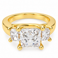 ELVORIQUE Eternal Radiance Cushion-Cut Lab-Grown Diamond Three-Stone Engagement Ring in Yellow Gold