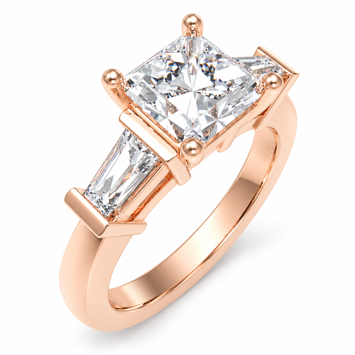 ELVORIQUE Eternal Radiance Cushion-Cut Lab-Grown Diamond Three-Stone Engagement Ring – Rose Gold