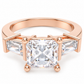 ELVORIQUE Eternal Radiance Cushion-Cut Lab-Grown Diamond Three-Stone Engagement Ring – Rose Gold