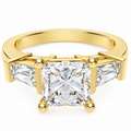 ELVORIQUE Eternal Radiance Cushion-Cut Lab-Grown Diamond Three-Stone Engagement Ring – Yellow Gold