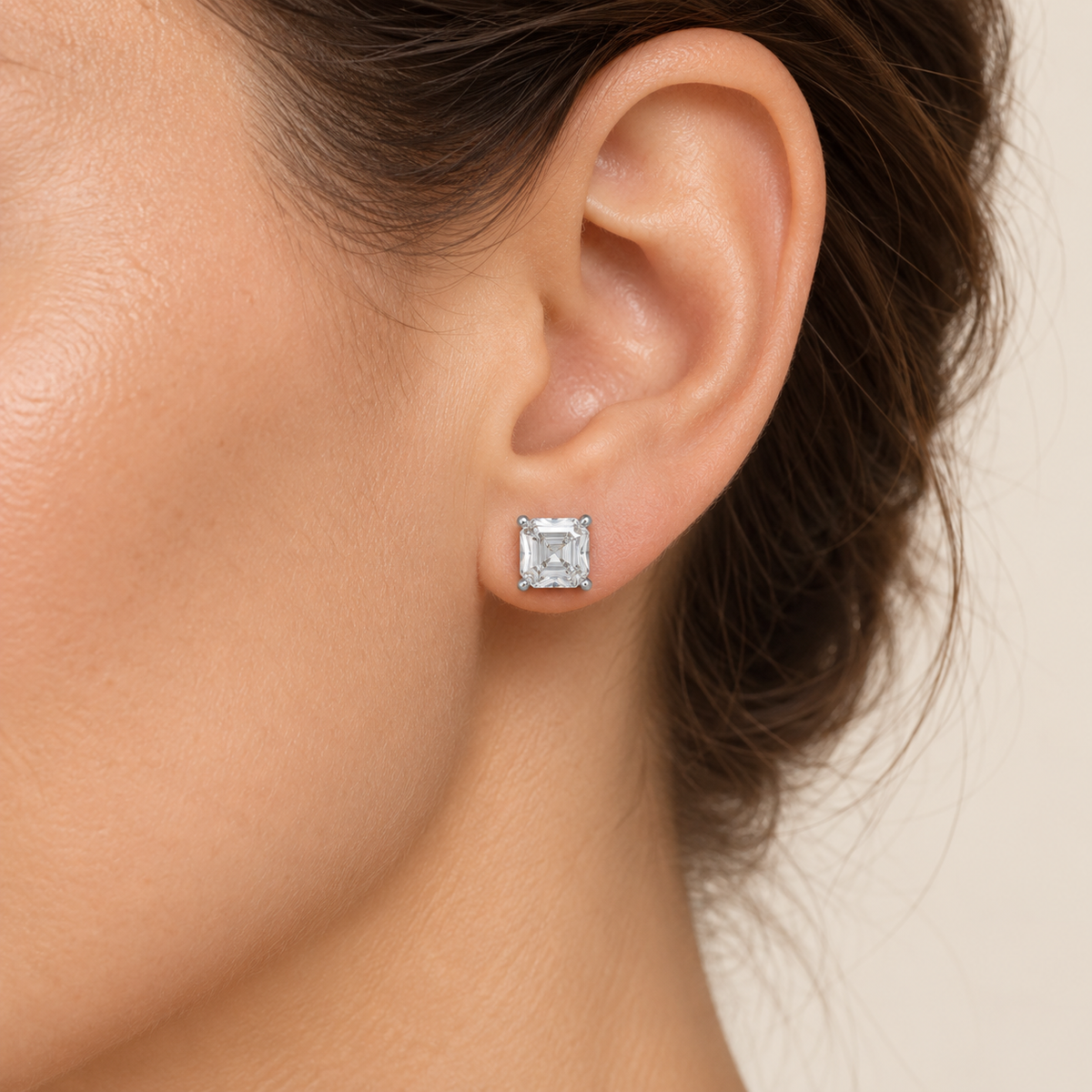 Architectural Light Asscher-Cut Lab-Grown Diamond Stud Earrings