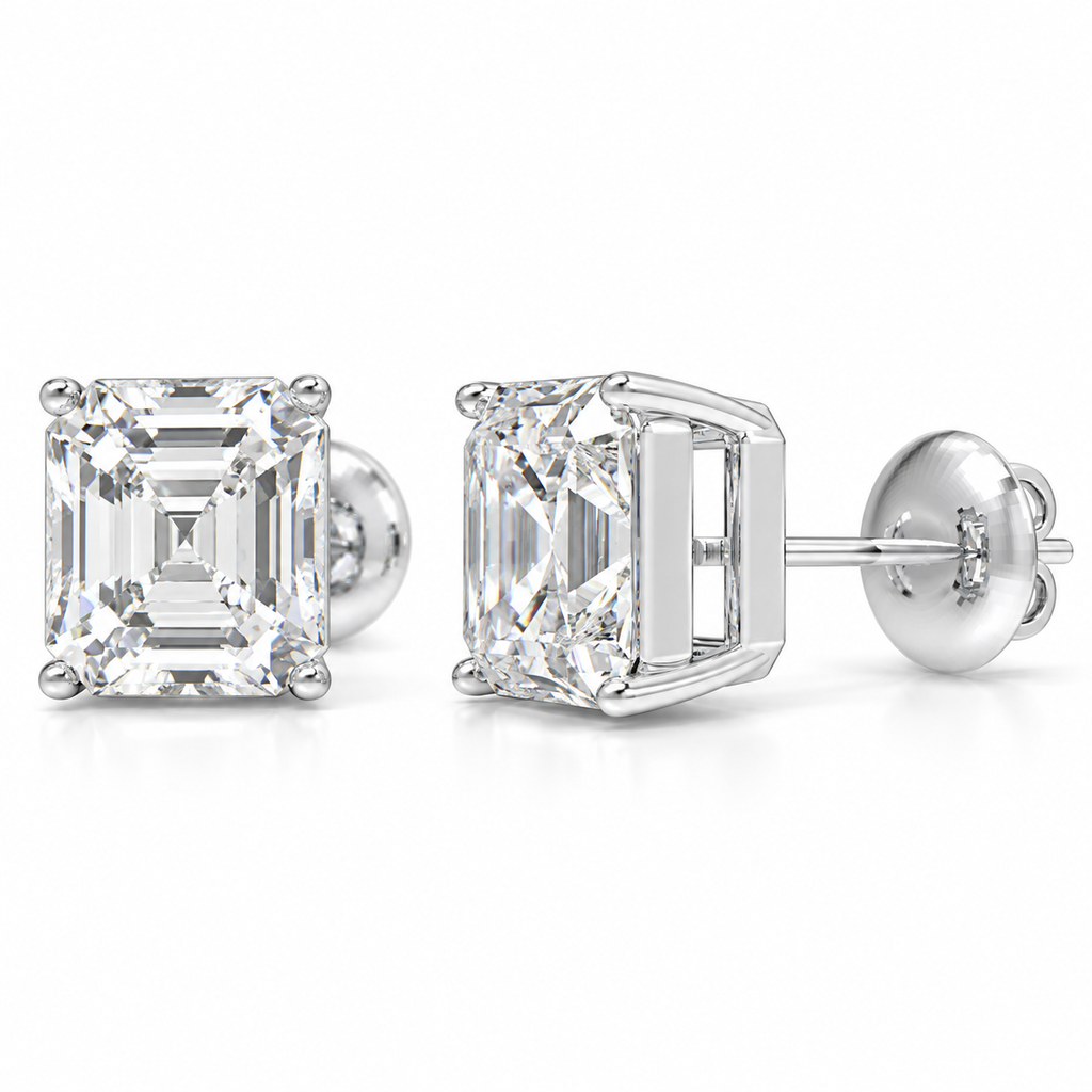 Architectural Light Asscher-Cut Lab-Grown Diamond Stud Earrings