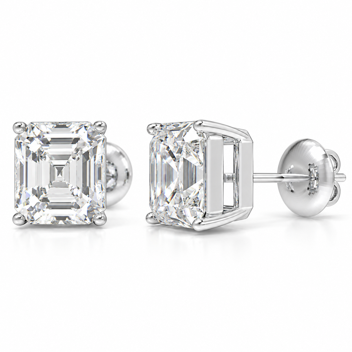 Architectural Light Asscher-Cut Lab-Grown Diamond Stud Earrings