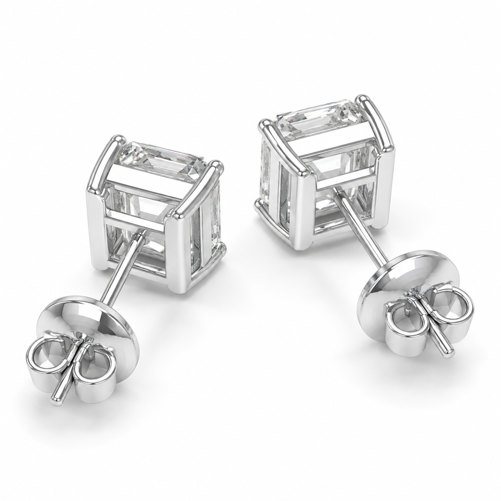 Architectural Light Asscher-Cut Lab-Grown Diamond Stud Earrings