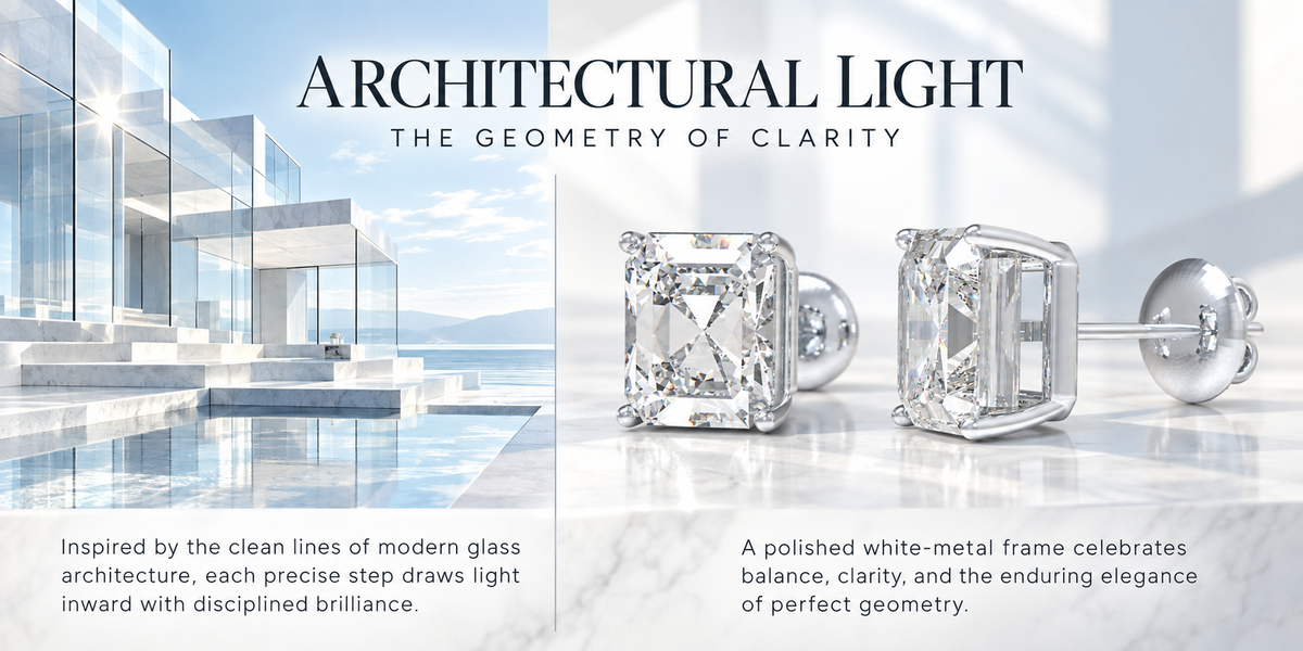 Architectural Light Asscher-Cut Lab-Grown Diamond Stud Earrings