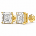 Golden Architectural Light Asscher-Cut Lab-Grown Diamond Stud Earrings