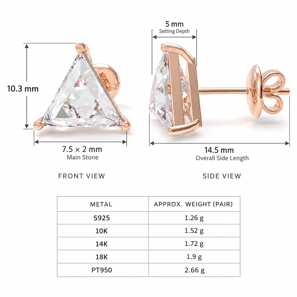Rose Prism Light Trillion-Cut Lab-Grown Diamond Stud Earrings