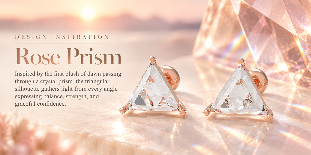 Rose Prism Light Trillion-Cut Lab-Grown Diamond Stud Earrings