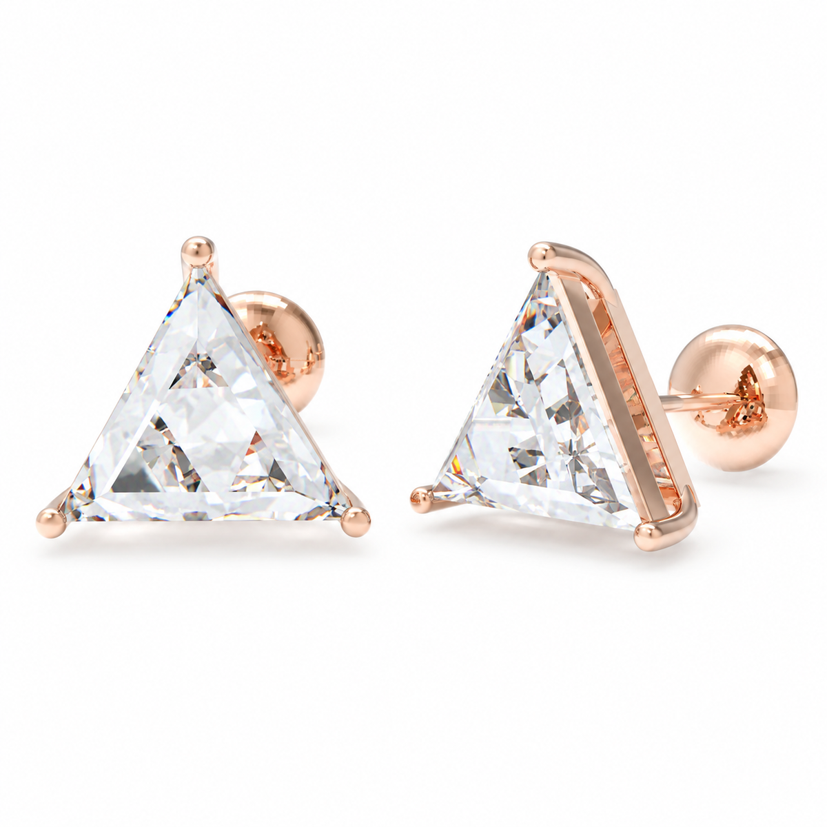 Rose Prism Light Trillion-Cut Lab-Grown Diamond Stud Earrings