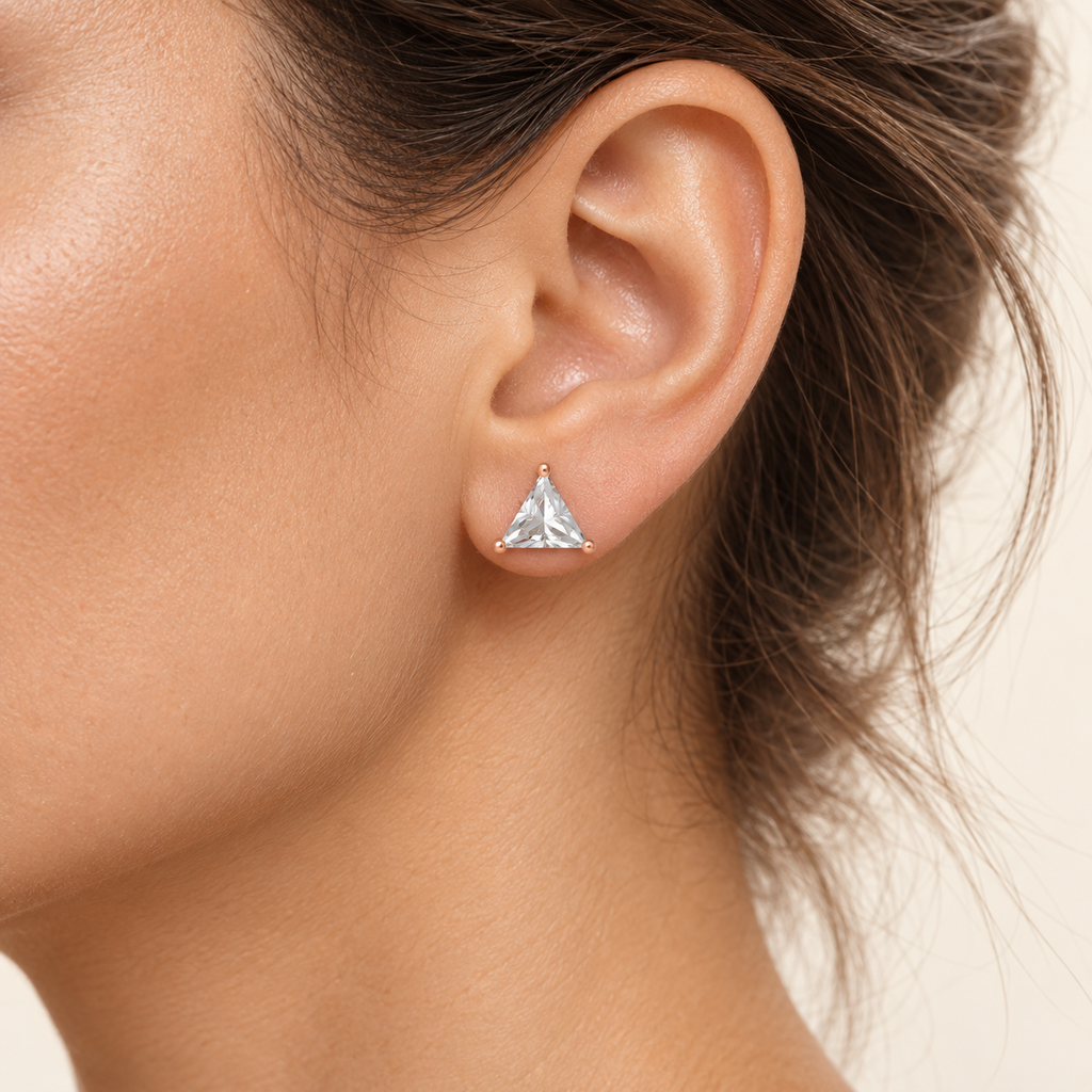 Rose Prism Light Trillion-Cut Lab-Grown Diamond Stud Earrings
