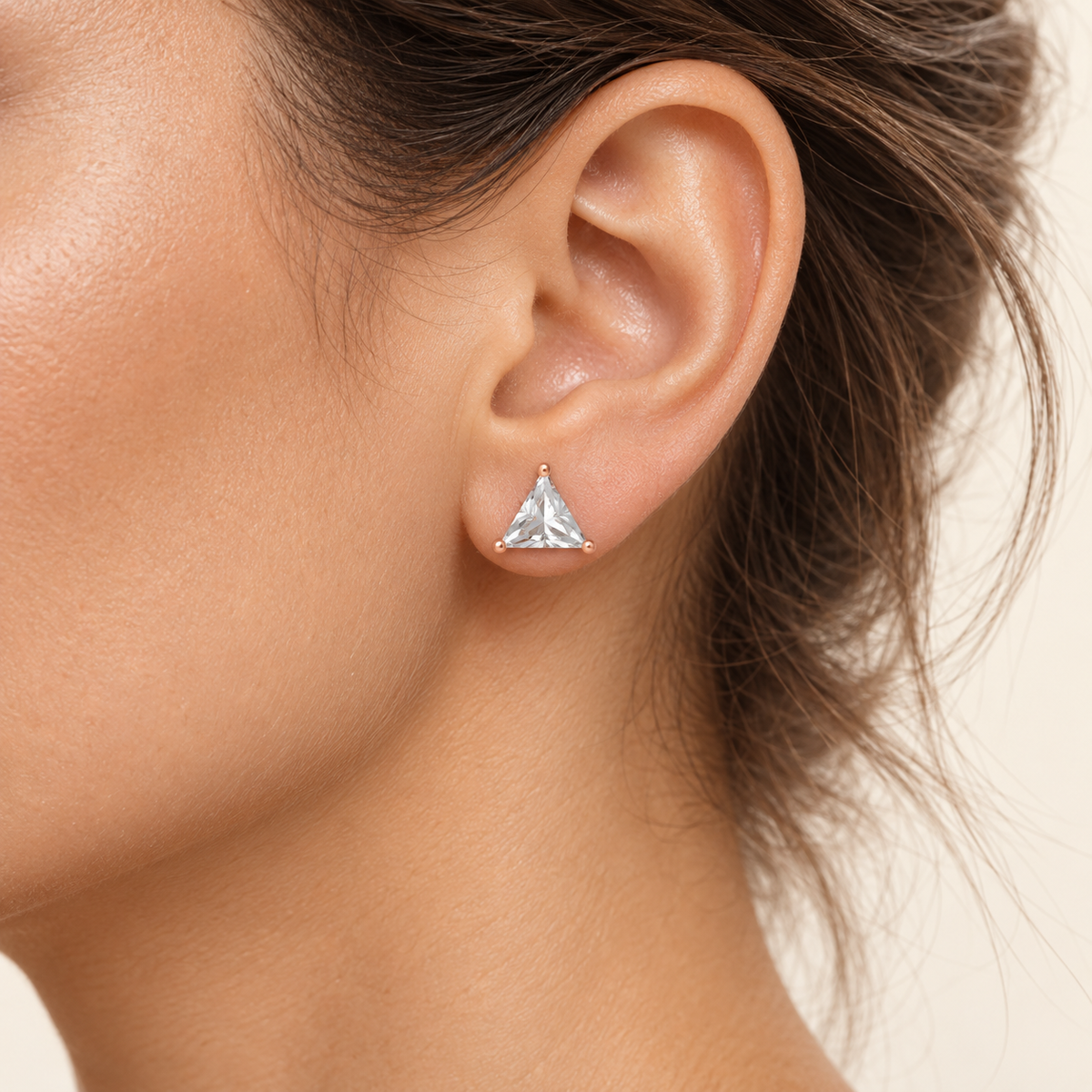 Rose Prism Light Trillion-Cut Lab-Grown Diamond Stud Earrings