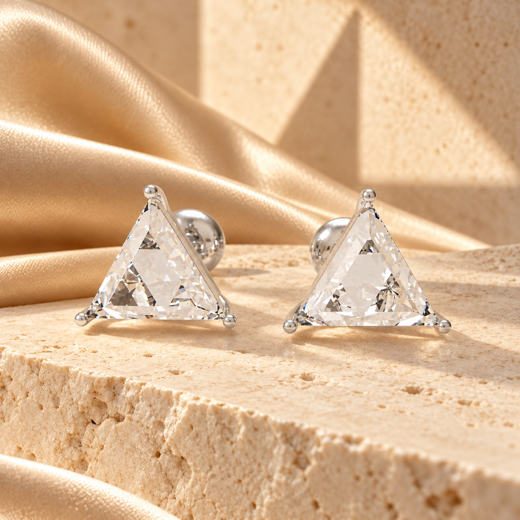 Prism Light Trillion-Cut Lab-Grown Diamond Stud Earrings