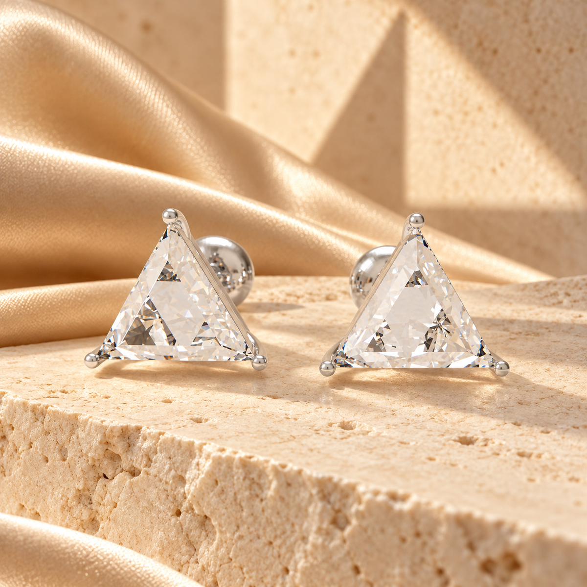 Prism Light Trillion-Cut Lab-Grown Diamond Stud Earrings