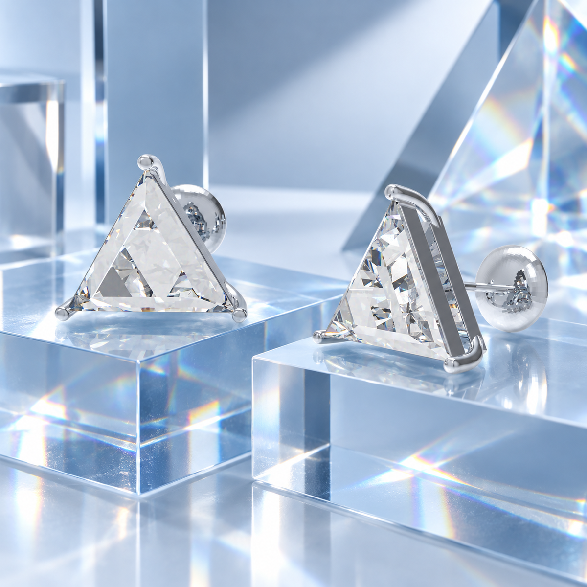 Prism Light Trillion-Cut Lab-Grown Diamond Stud Earrings