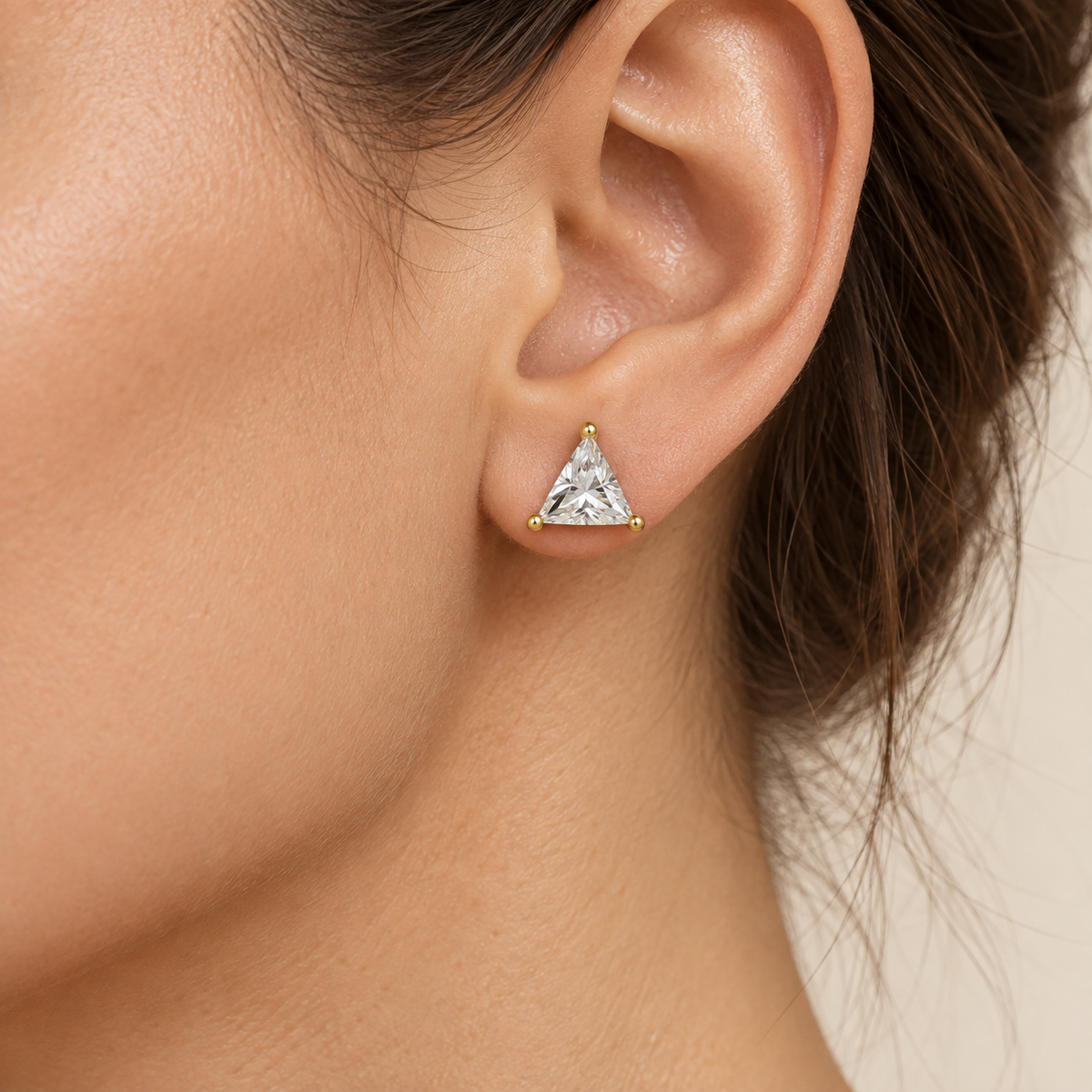 Golden Prism Light Trillion-Cut Lab-Grown Diamond Stud Earrings