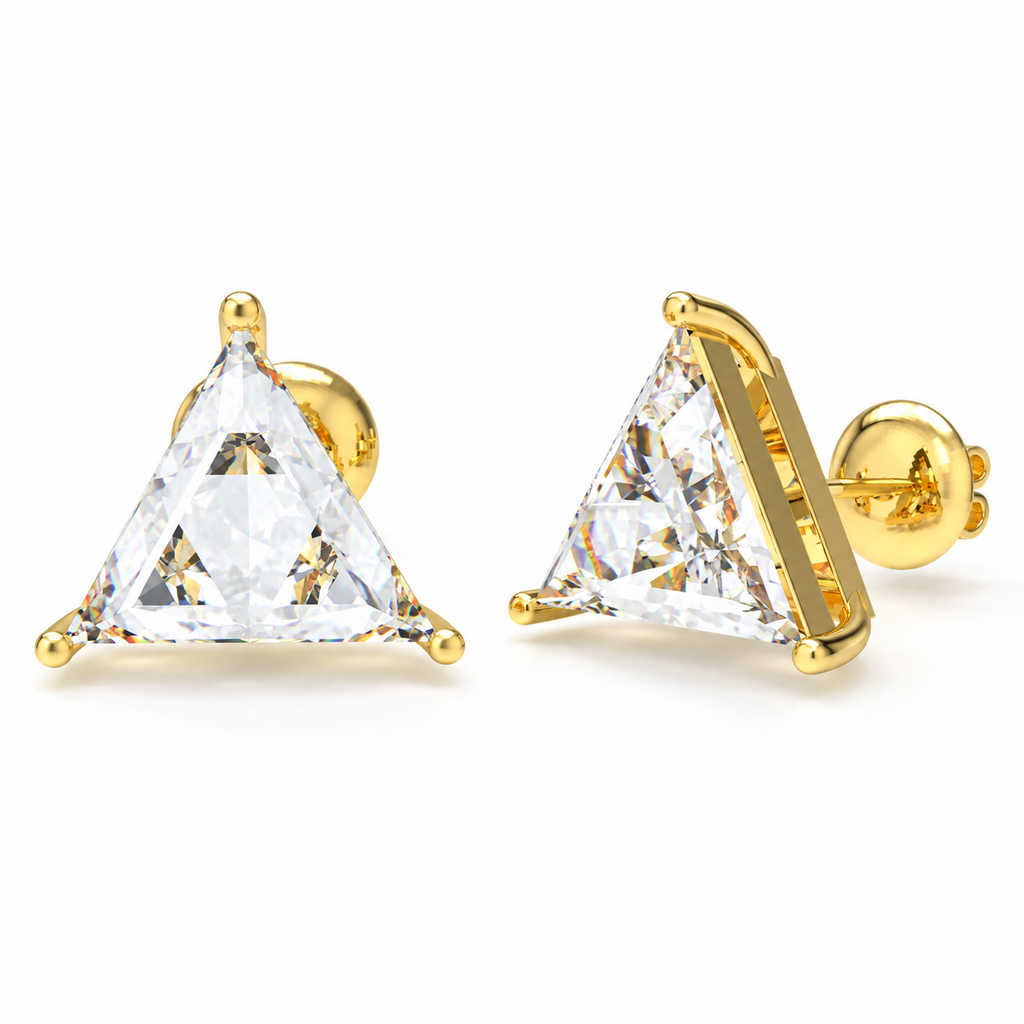 Golden Prism Light Trillion-Cut Lab-Grown Diamond Stud Earrings