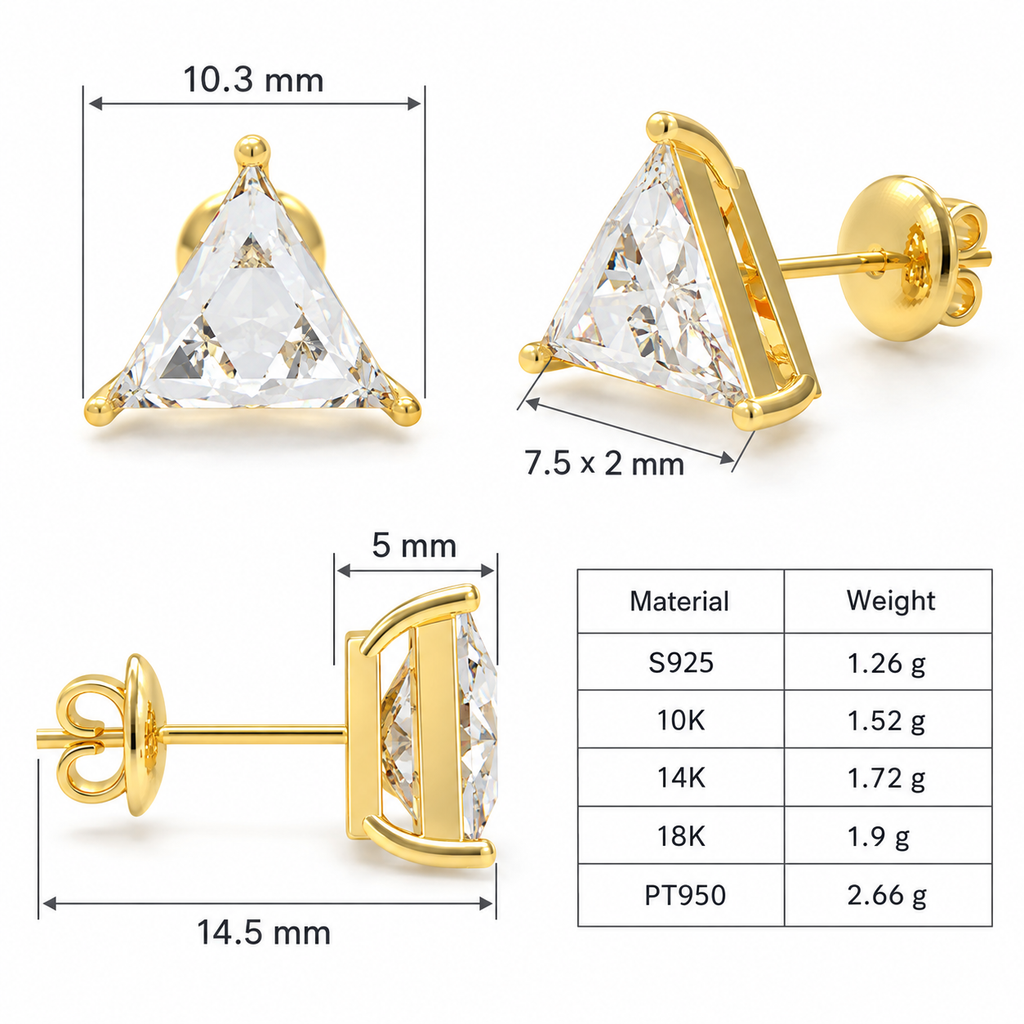 Golden Prism Light Trillion-Cut Lab-Grown Diamond Stud Earrings