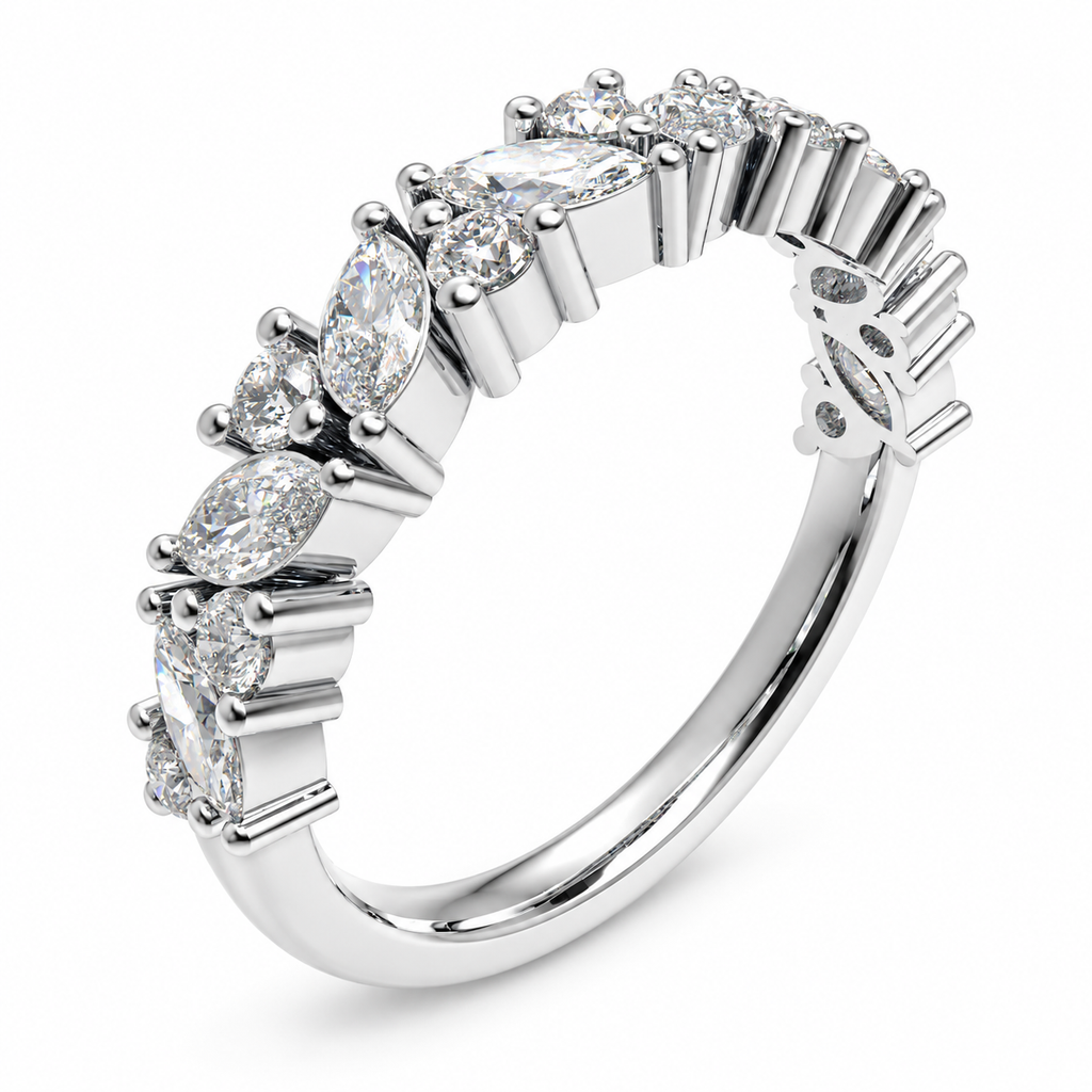 ELVORIQUE Leaves of Light Marquise & Round Lab-Grown Diamond Ring