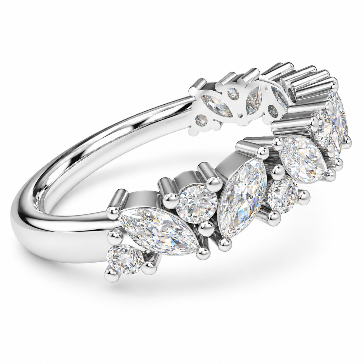 ELVORIQUE Leaves of Light Marquise & Round Lab-Grown Diamond Ring