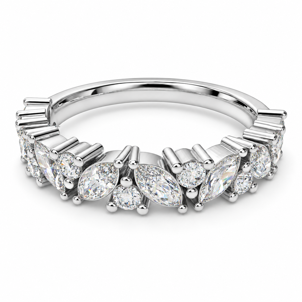 ELVORIQUE Leaves of Light Marquise & Round Lab-Grown Diamond Ring