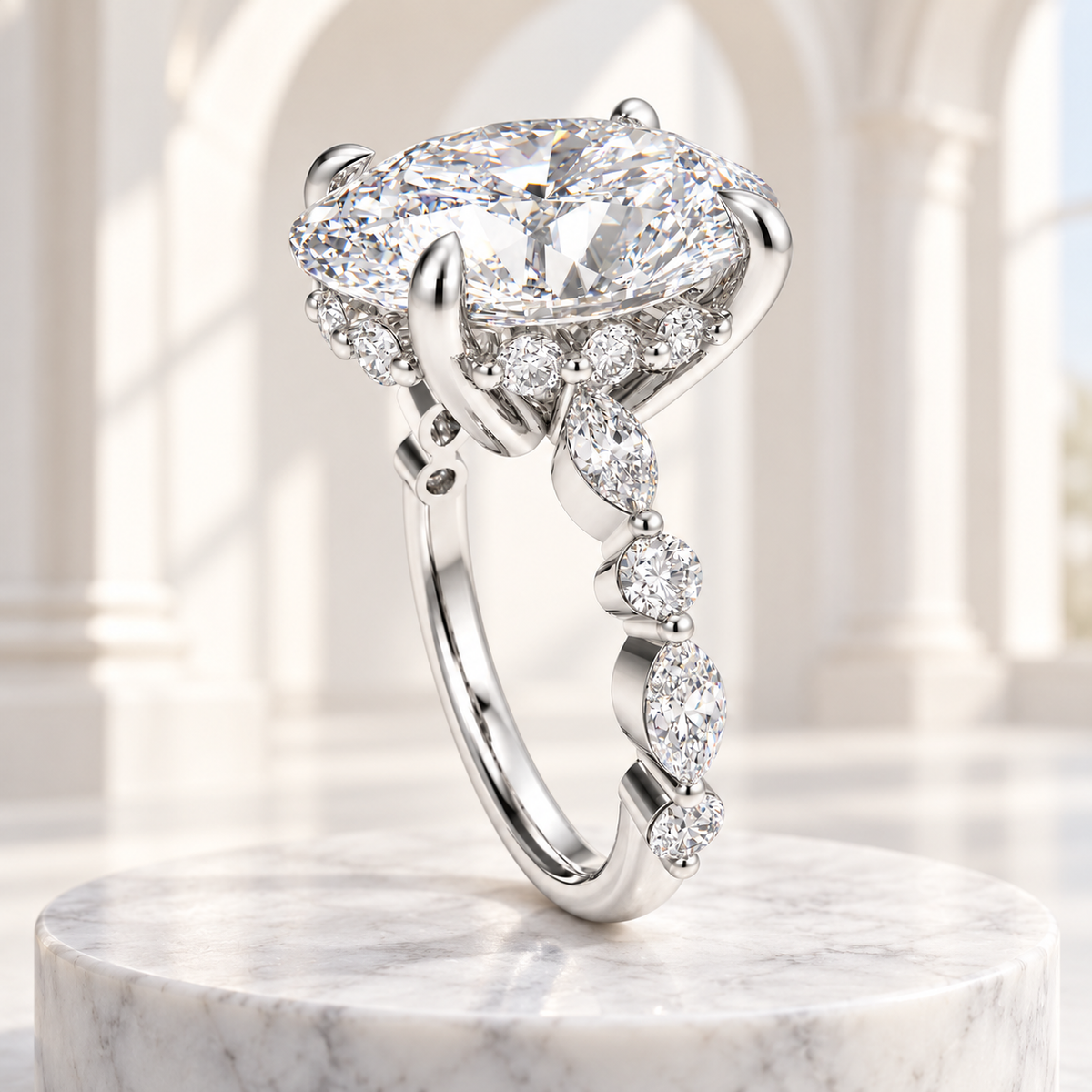 Orbit of Light 5CT Oval Lab-Grown Diamond Hidden Halo Engagement Ring