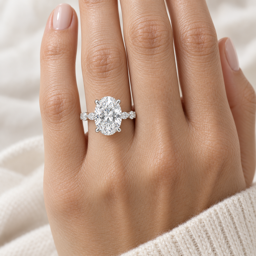 Orbit of Light 5CT Oval Lab-Grown Diamond Hidden Halo Engagement Ring