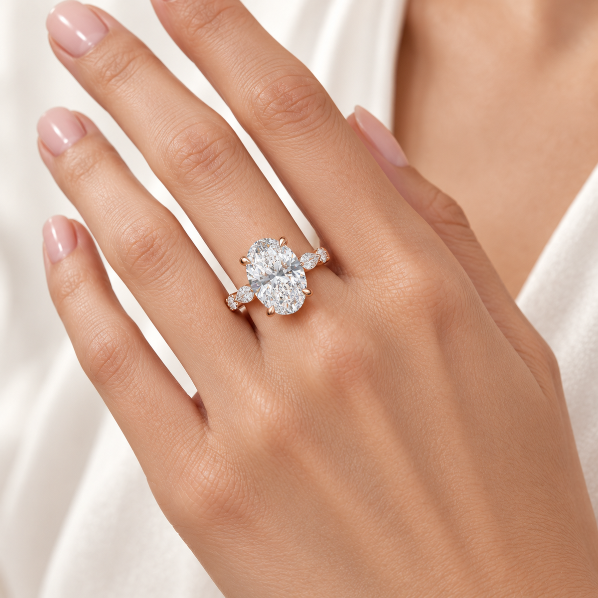 Rose Orbit 5CT Oval Lab-Grown Diamond Engagement Ring