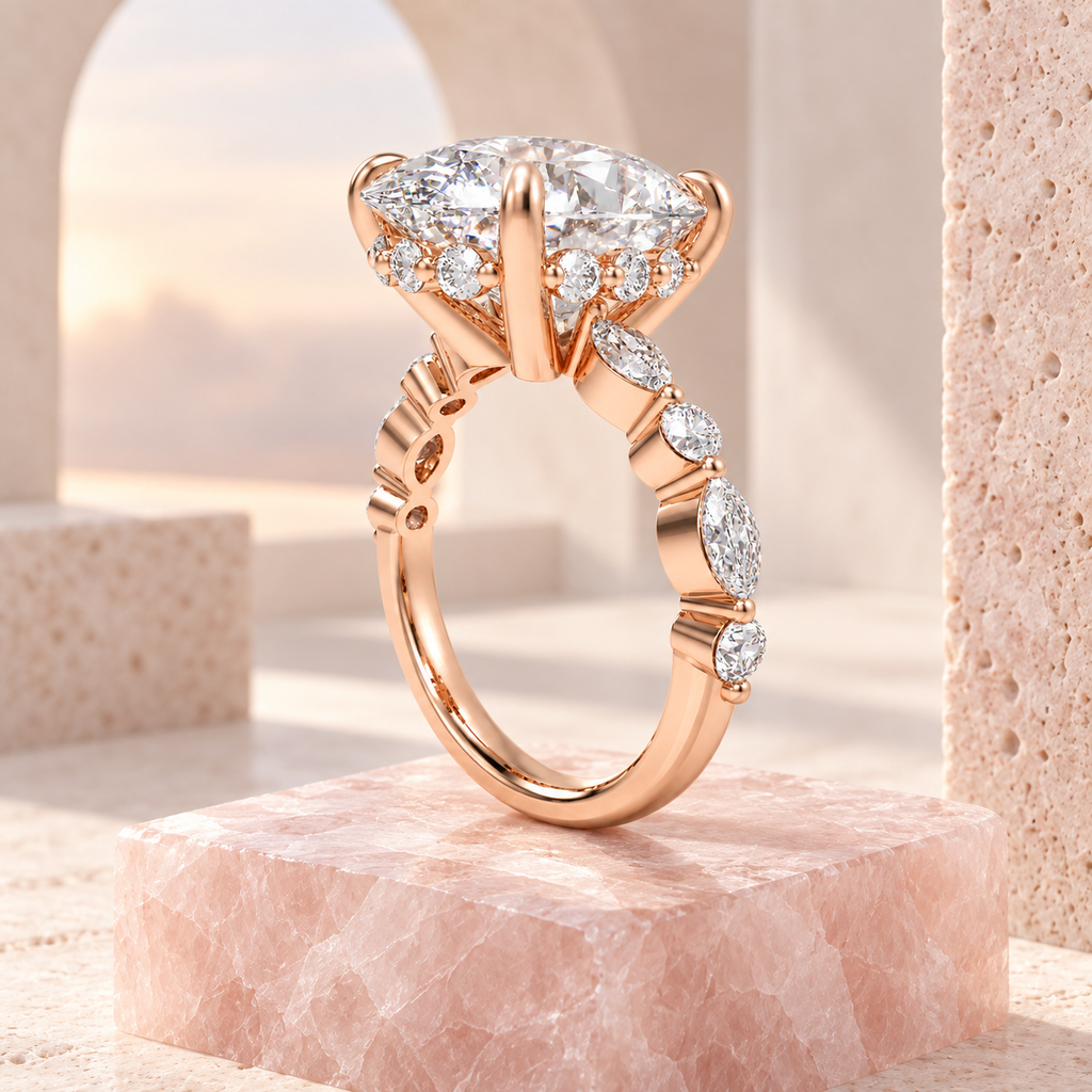 Rose Orbit 5CT Oval Lab-Grown Diamond Engagement Ring