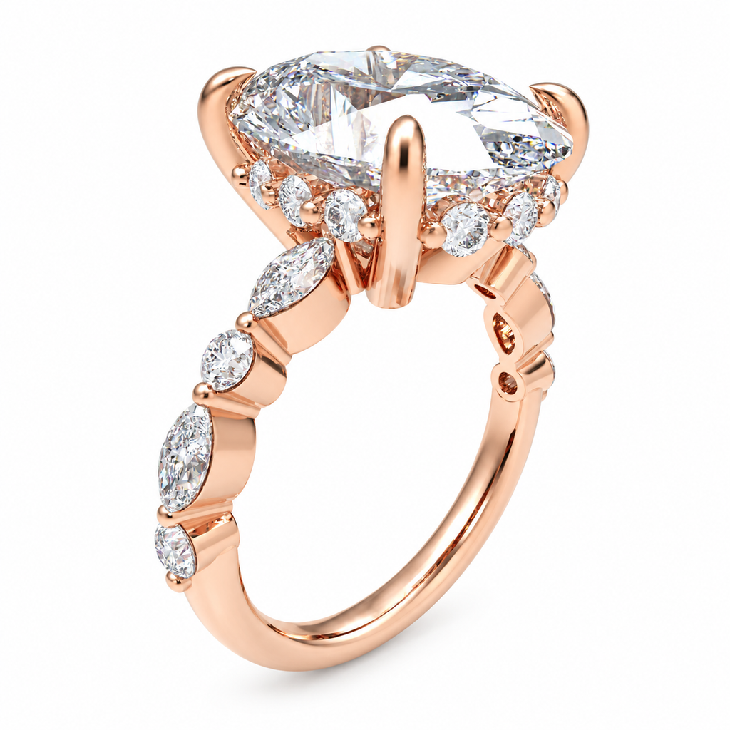 Rose Orbit 5CT Oval Lab-Grown Diamond Engagement Ring