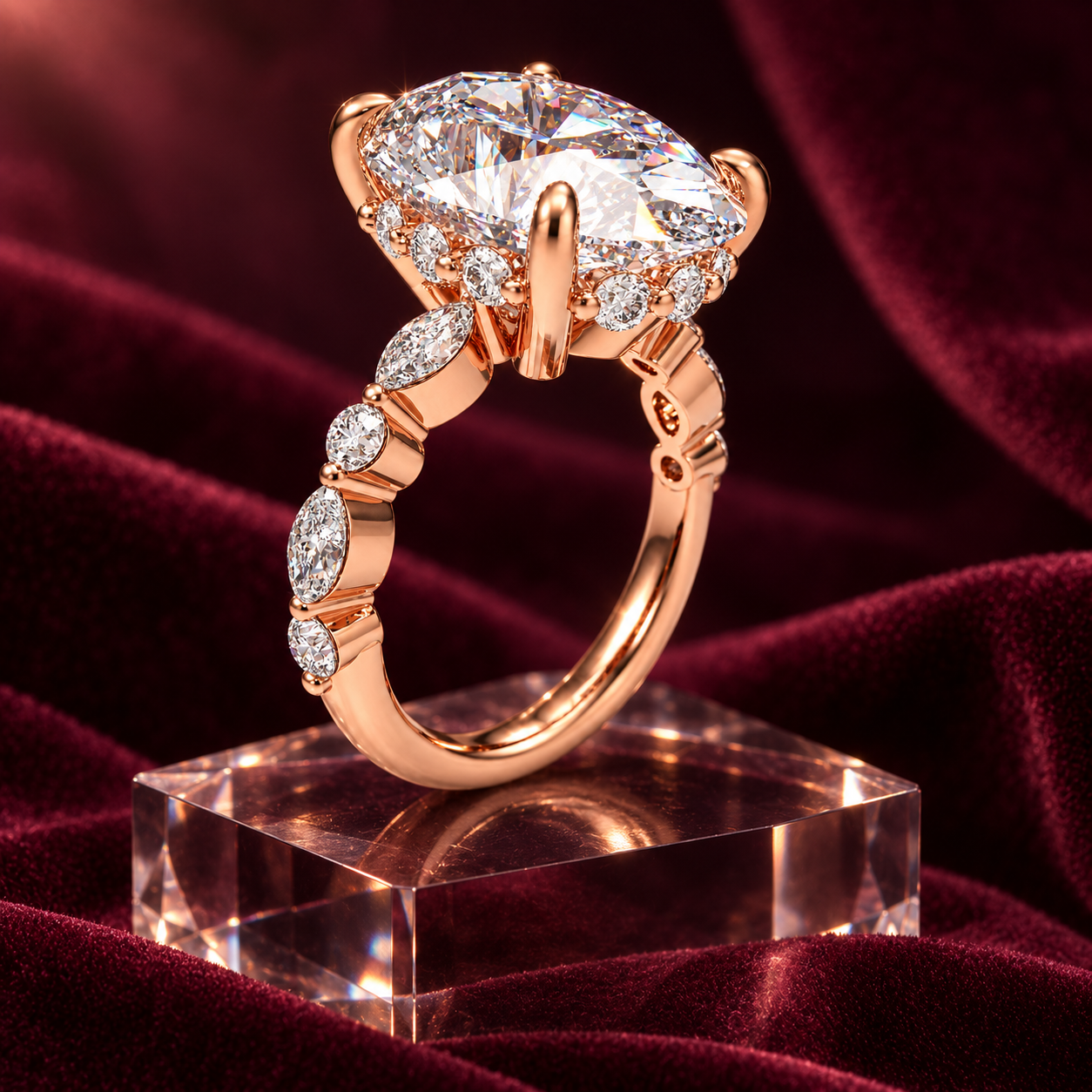 Rose Orbit 5CT Oval Lab-Grown Diamond Engagement Ring