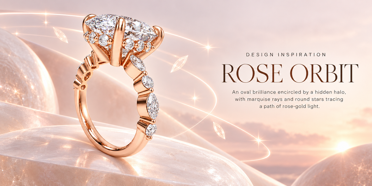 Rose Orbit 5CT Oval Lab-Grown Diamond Engagement Ring