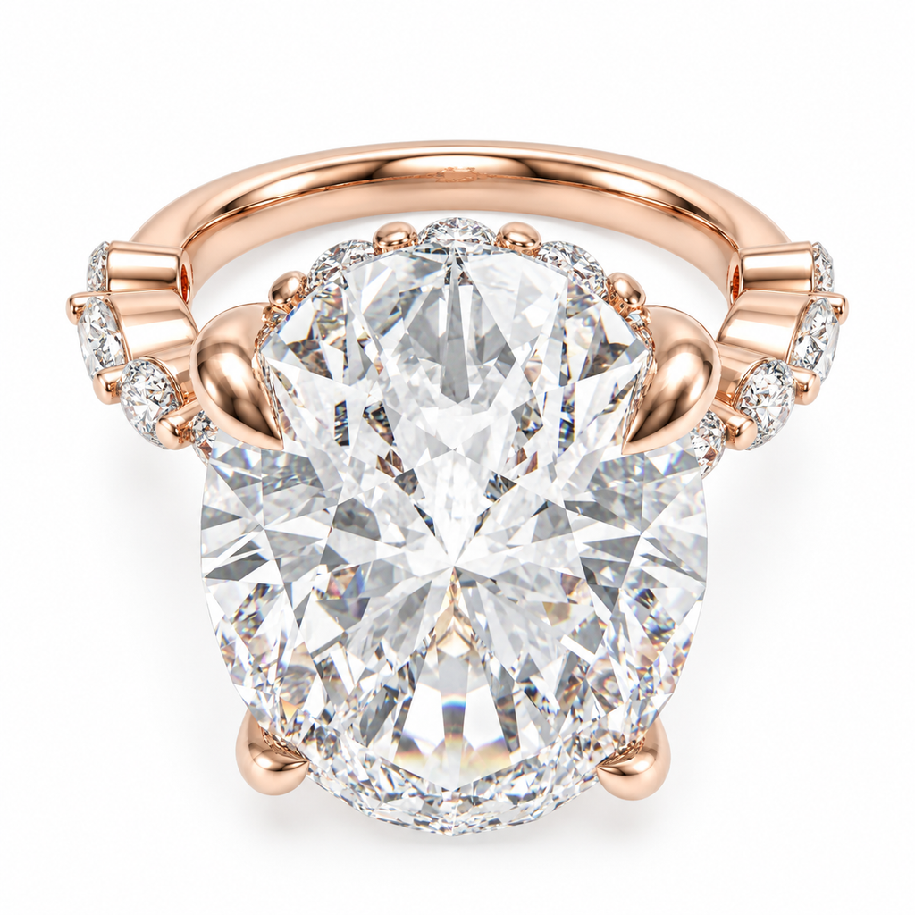 Rose Orbit 5CT Oval Lab-Grown Diamond Engagement Ring