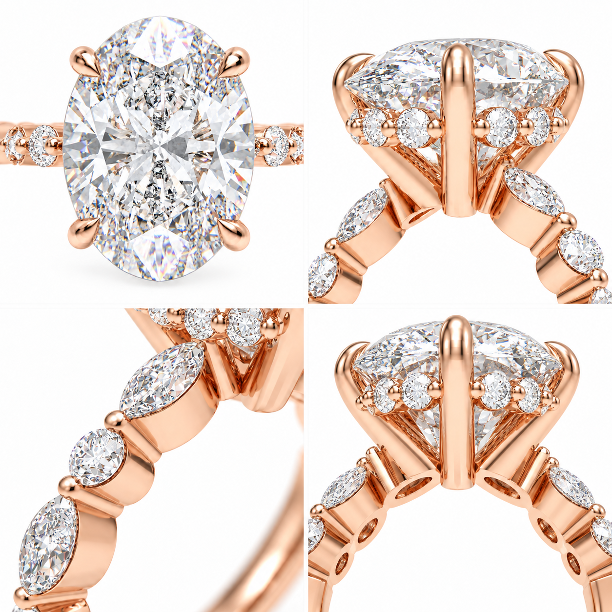 Rose Orbit 5CT Oval Lab-Grown Diamond Engagement Ring