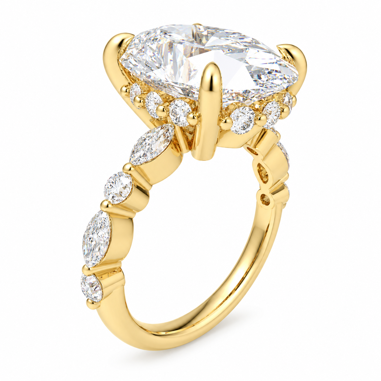 Golden Orbit 5CT Oval Lab-Grown Diamond Hidden Halo Engagement Ring