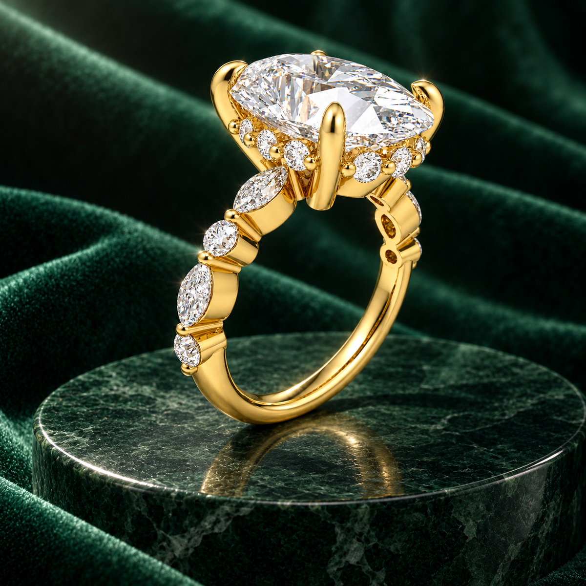 Golden Orbit 5CT Oval Lab-Grown Diamond Hidden Halo Engagement Ring