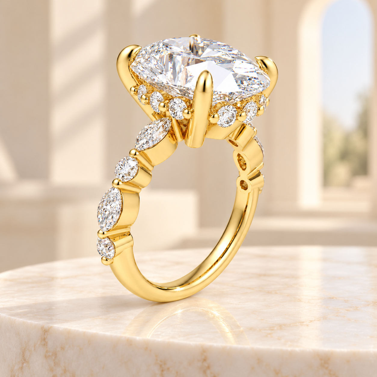 Golden Orbit 5CT Oval Lab-Grown Diamond Hidden Halo Engagement Ring